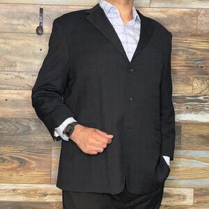 Pronto Moda 100% Merino Wool Black Check Dual Vent Blazer Sport Jacket Size 48R